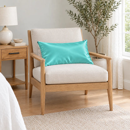 Bamboo is Better Cooling Bamboo Travel Pillowcase, Tiffany Blue – on an armchair