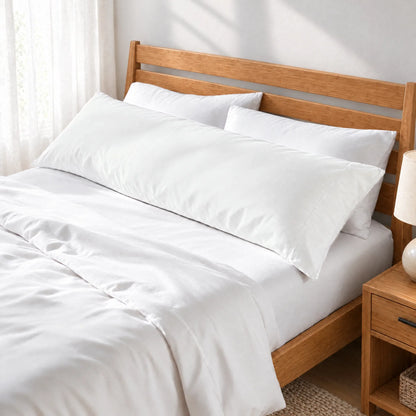 Bamboo is Better Cooling Bamboo Body Pillowcase, White – angled foot-of-bed view
