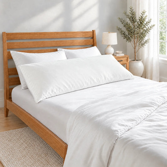 Bamboo is Better Cooling Bamboo Body Pillowcase, White – head-of-bed view
