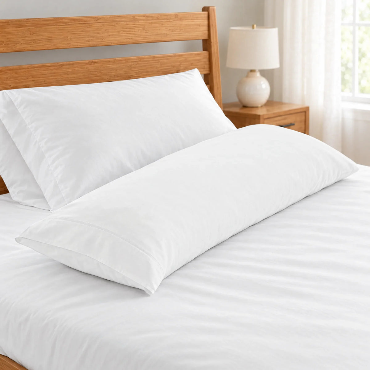 Bamboo is Better Cooling Bamboo Body Pillowcase, White – close-up