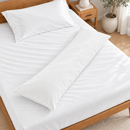 Bamboo is Better Cooling Bamboo Body Pillowcase, White – overhead view
