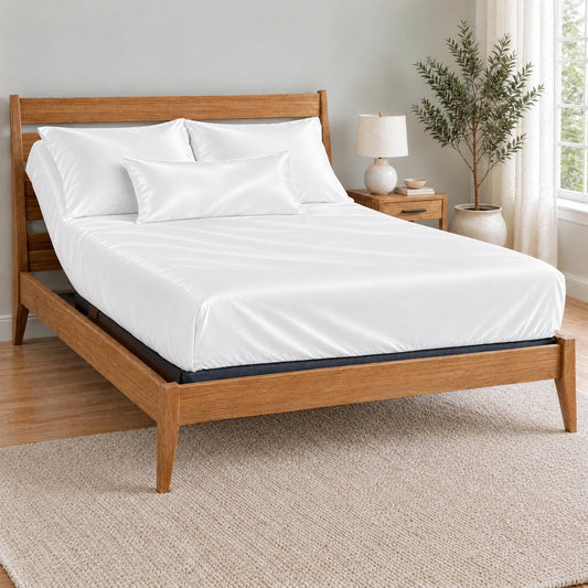 Bamboo is Better Cooling Bamboo Travel Pillowcase, White – on a made bed