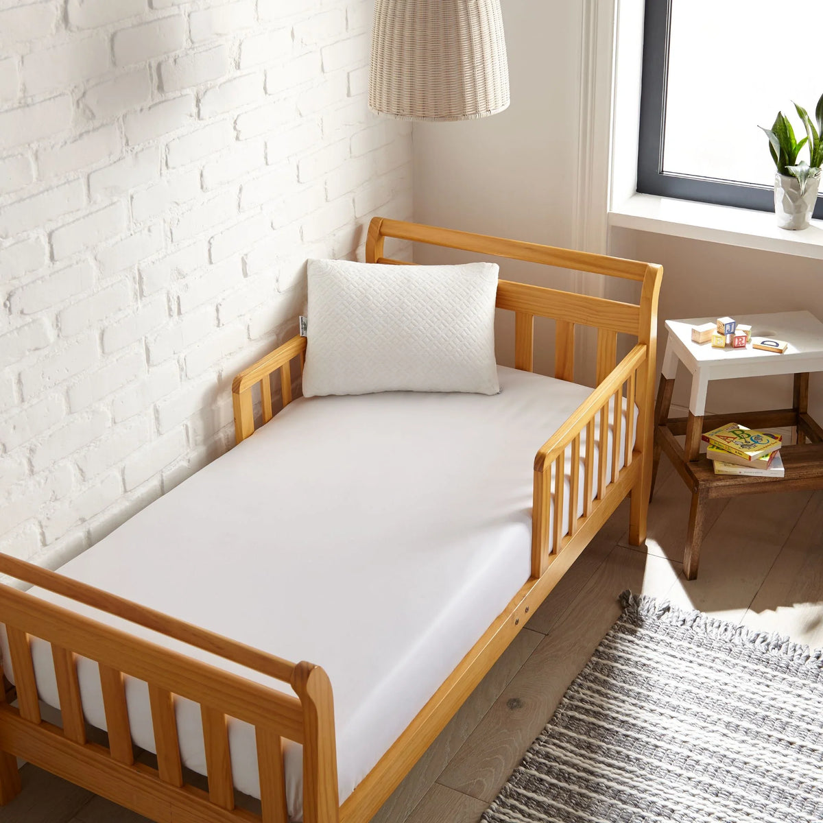 Bamboo is Better Cooling Bamboo Crib Fitted Sheet, White – overhead view