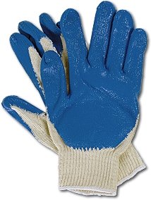 Blue latex palm-coated cotton string knit work gloves