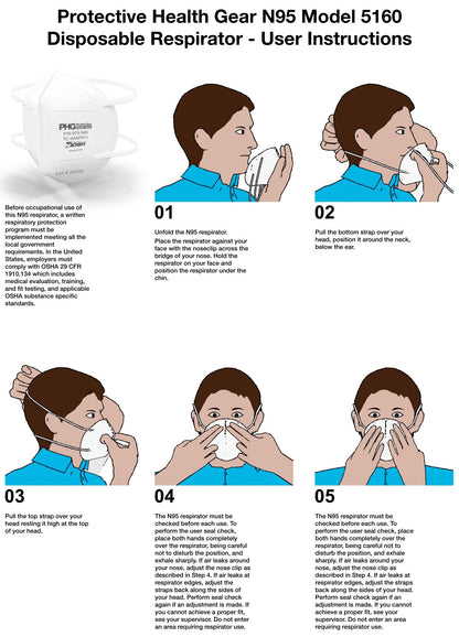 White PHG model 6150 N95 particulate respirator, 50 pack, alternate view 5